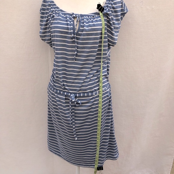 Lascana Tie Neckline Dress Blue/White Striped Sz Medium - Picture 3 of 6